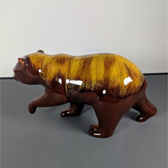Rare Blue Mountain Pottery Bear Harvest Gold 5" H x 11" L Experimental - Picture 3 of 5
